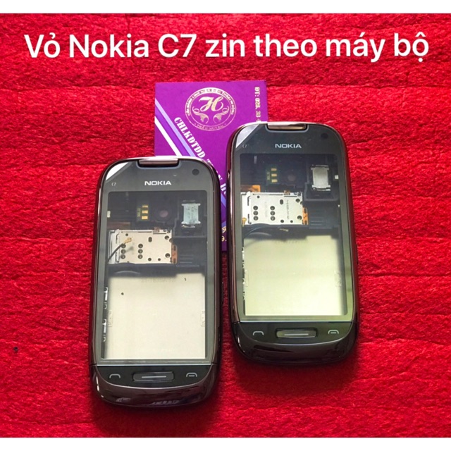 Vỏ Nokia C7-00 huyền thoại nguyên bộ(mặt trước cảm ứng xịn,mặt sau inox,khung sườn và bàn phím)