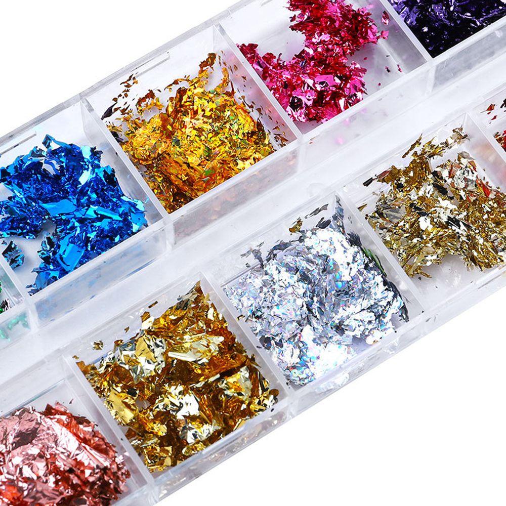 Móng Tay BORAG 12 Ngăn|Giấy Foil Dán Móng Nghệ Thuật|Hoa Tai Đính Hạt Lấp Lánh Thiết Kế Độc Đáo