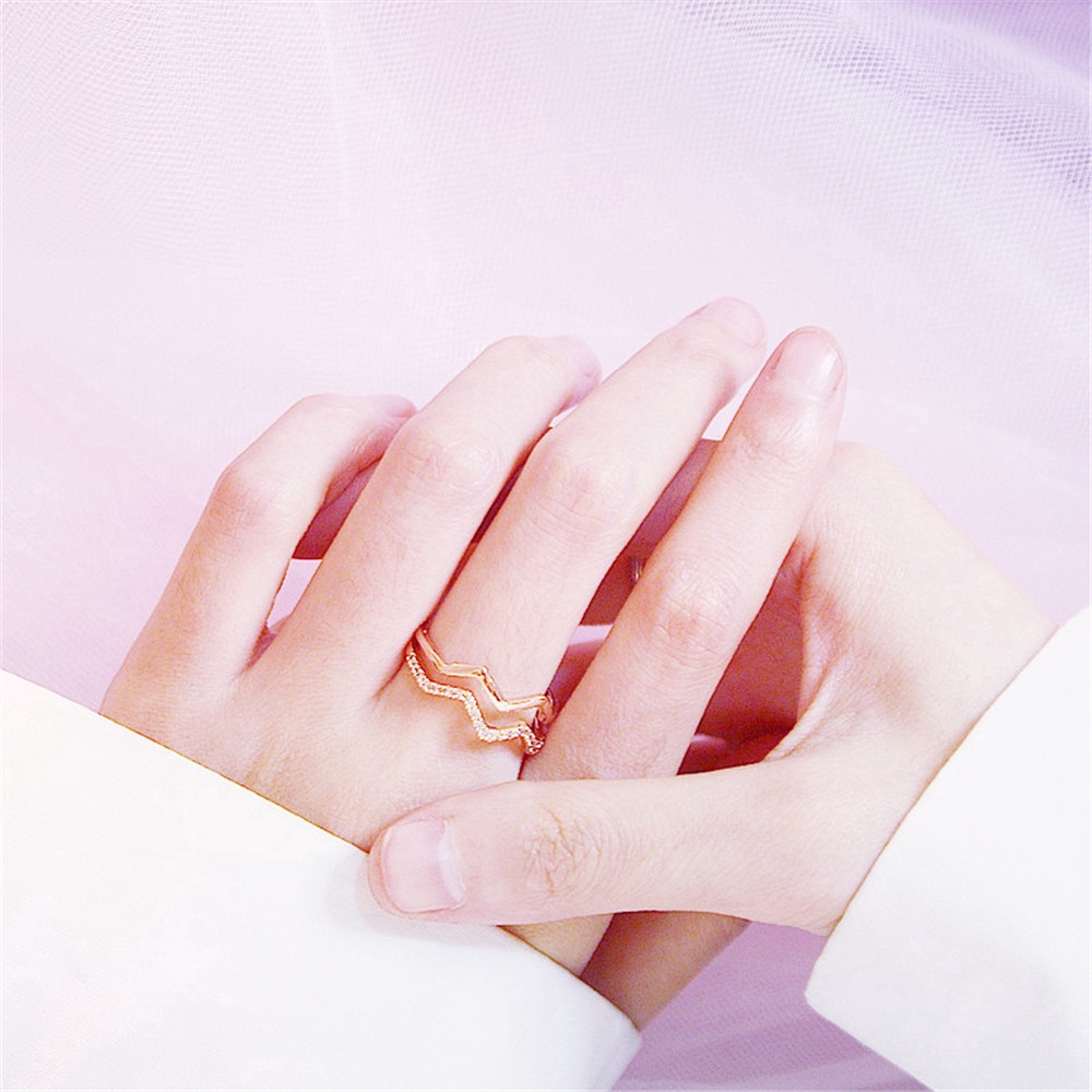 Nhẫn đeo tay kim loại đính đá phong cách Hàn Quốc cho nữ