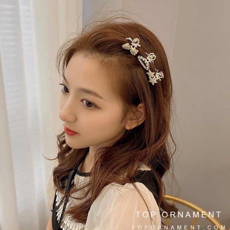 Kẹp tóc kim loại mini đính Ngọc