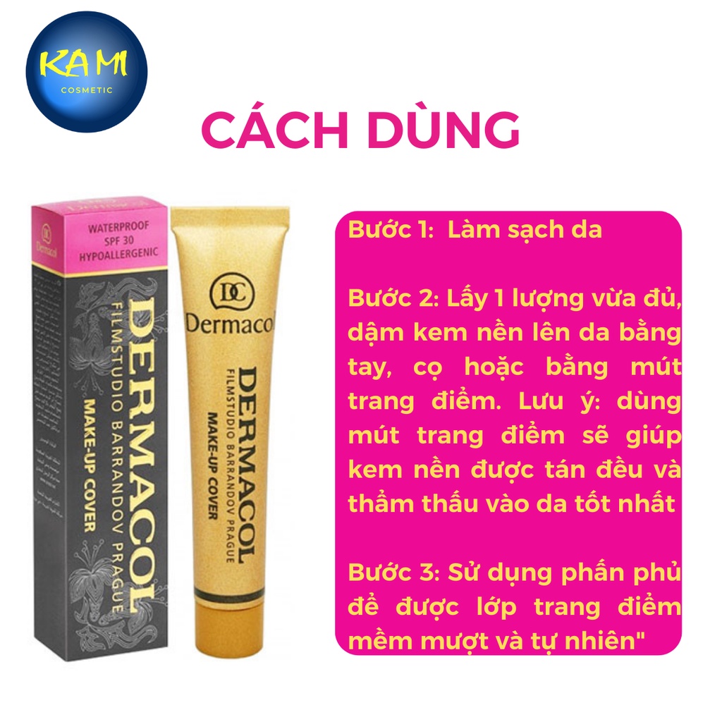 Kem nền che khuyết điểm xóa xăm dermacol make up cover 30g lâu trôi - KAMI