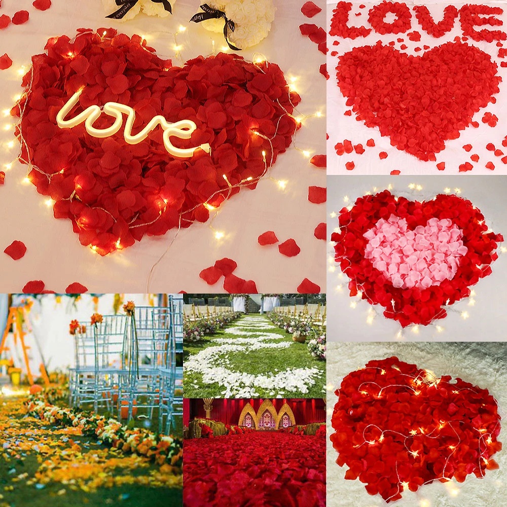 Set 500 Cánh Hoa Hồng Nhân Tạo Bằng Lụa Dùng Để Trang Trí Tiệc Cưới