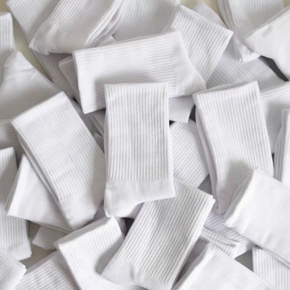 TẤT VỚ CỔ CAO TRẮNG TRƠN BASIC COTTON SIÊU THOÁNG MÁT