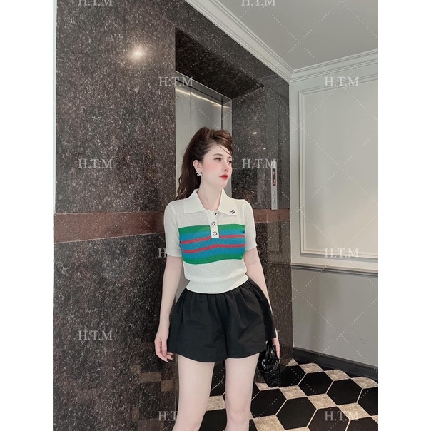 Áo len mongtoghi polo pha kẻ siêu xinh