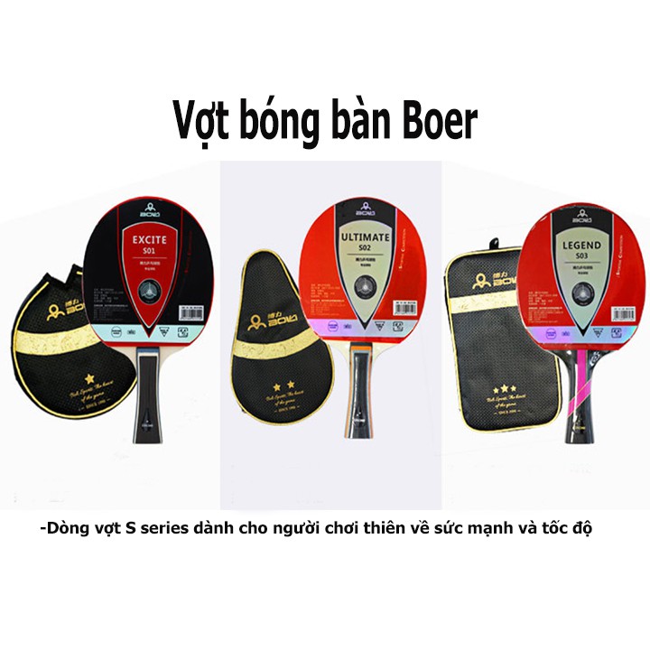 Vợt bóng bàn Boer S02 có túi đựng+tặng kèm 2 bóng