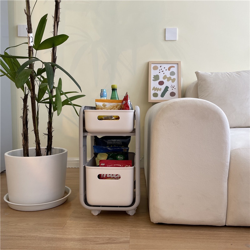 Kệ nhưạ hai tầng có bánh xe hộc kéo lưu trữ đồ  -HyHy Home Decor