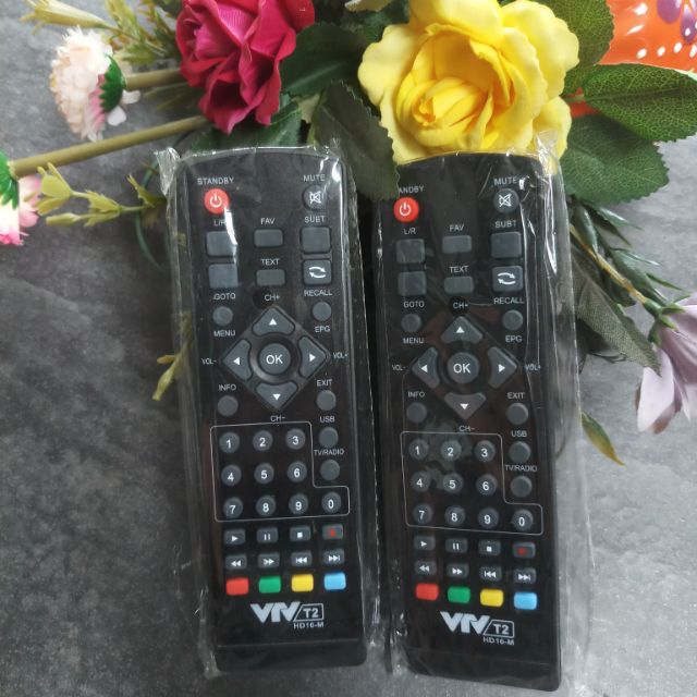 Remote (điều khiển) đầu thu Kỹ thuật số mặt đất DVB.T2 của VTV, model HD16M (hàng zin)