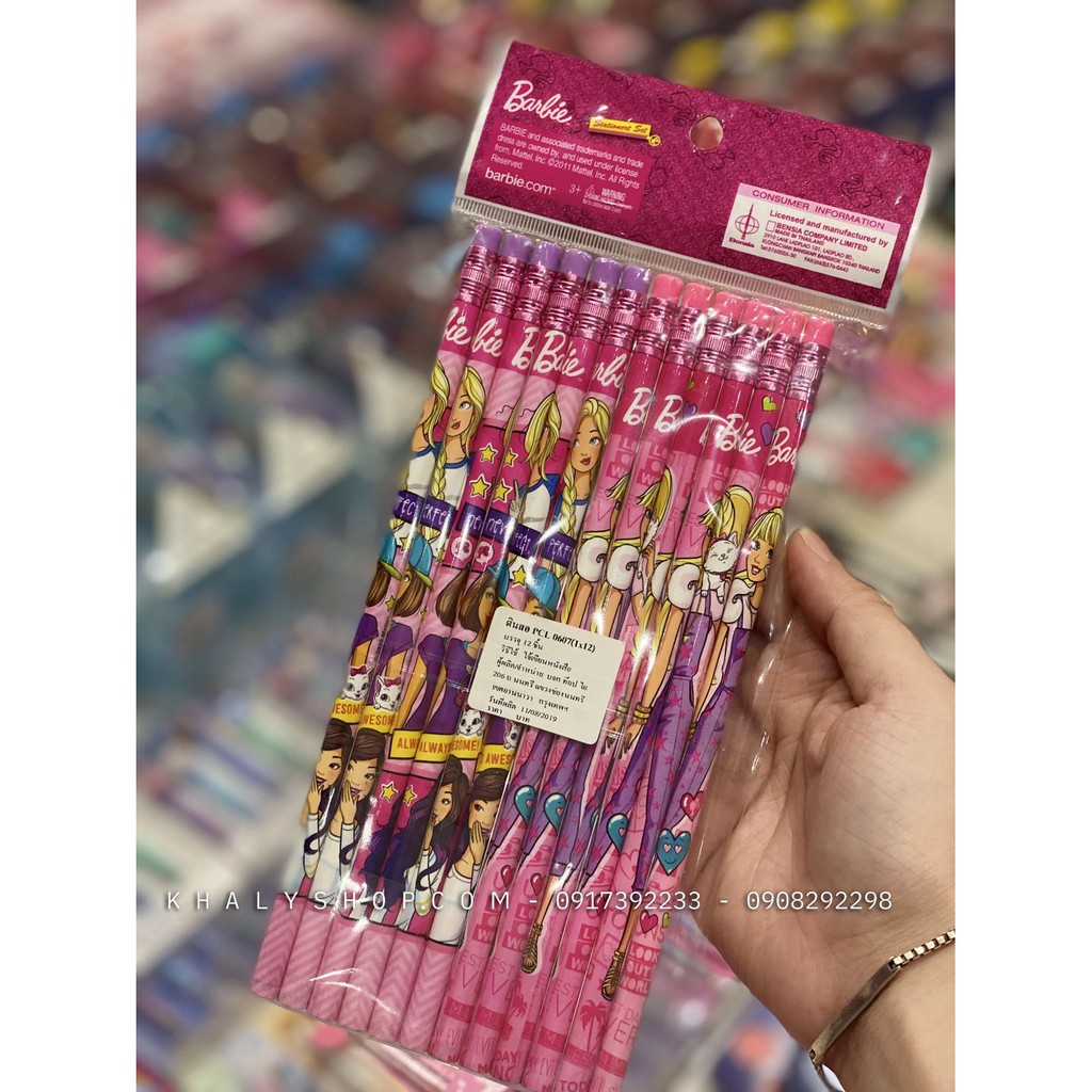 Set 12 cây bút chì hình búp bê Barbie, Ngựa Pony siêu hot cho học sinh, bé gái (Thái Lan)