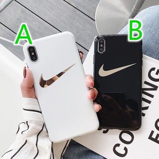 Ốp điện thoại mềm mạ vàng in logo NIKE cho iPhone12mini12 11Promax XR XsMax i7 i8Plus
