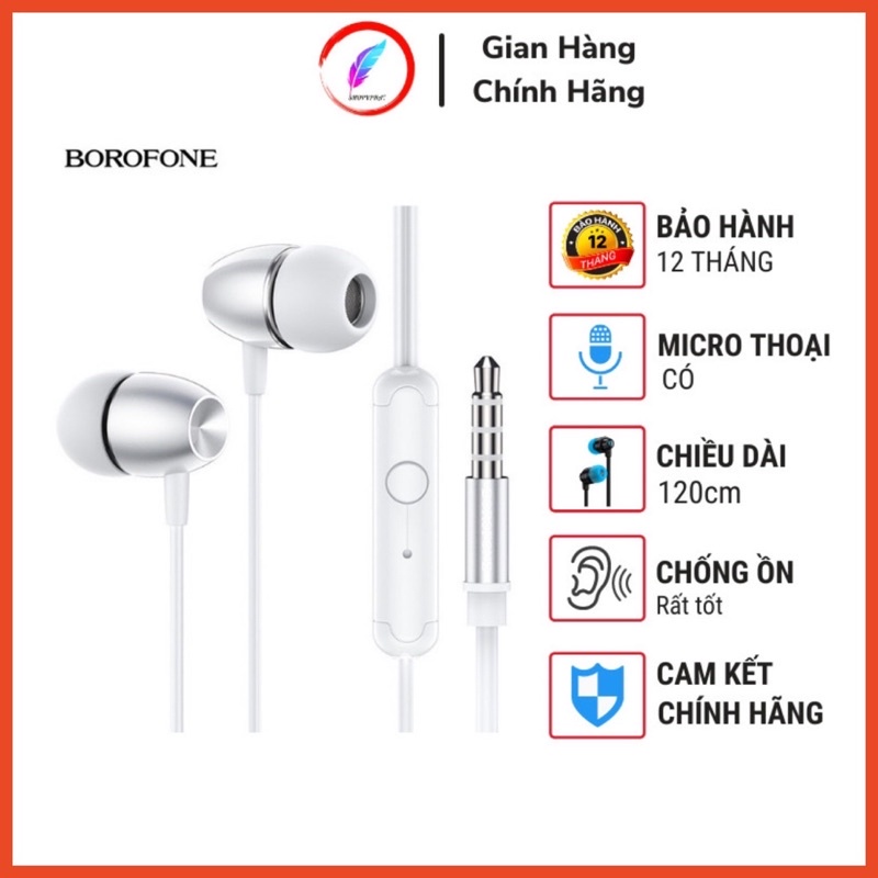 Tai Nghe Nhét Tai BOROFONE B57 Chống ồn Tích Hợp Micro Bảo Hành 12 Tháng