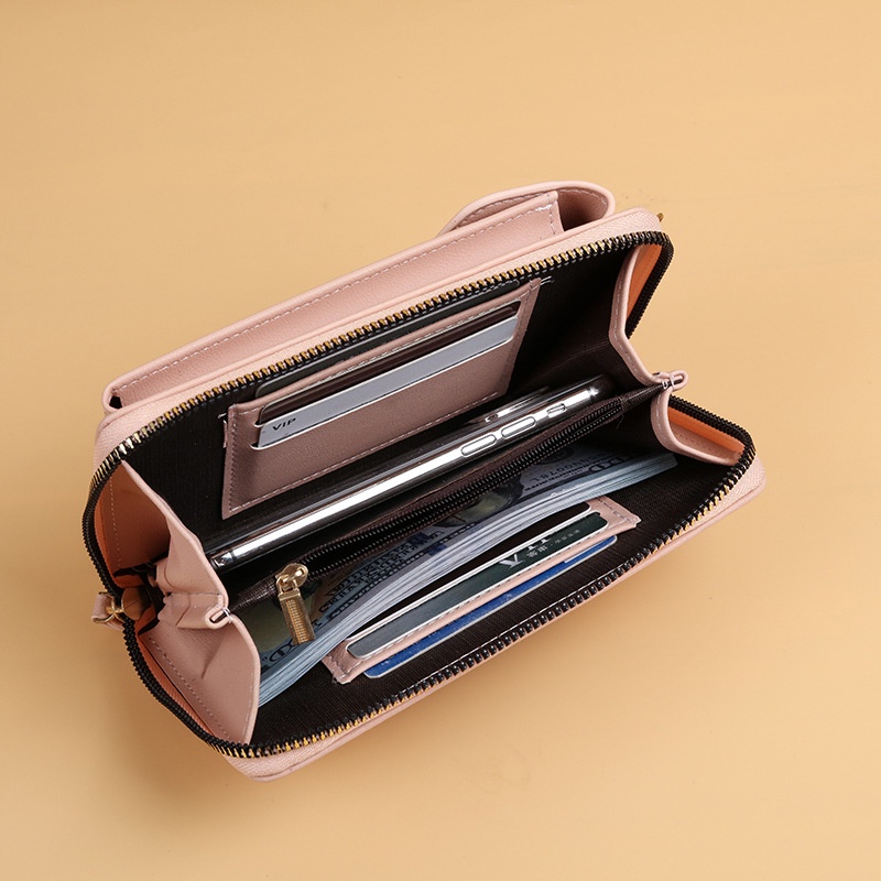 Túi Đeo Vai / Xách Tay Màu Trơn Có Dây Kéo Sức Chứa Lớn Đựng Điện Thoại Cho Nữ