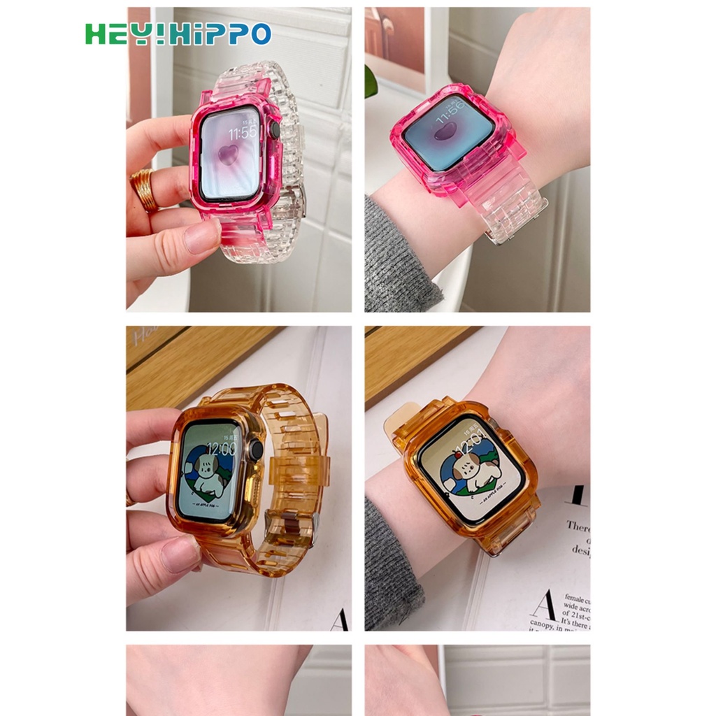 Dây Đeo Đồng Hồ 2022 Màu Kẹo Trong Suốt Cho iwatch Series 8 7 41mm 45mm 8 7 6 se 5 4 3 40mm 44mm 38mm 42mm