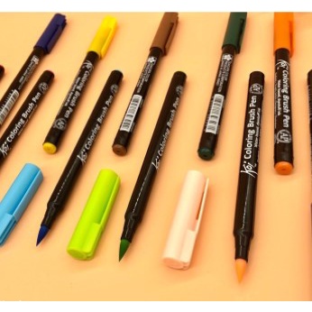 Bút cọ luyện chữ thư pháp Bút mài thầy Ánh Koi Sakura bút lông mực trơn đều màu 12 màu