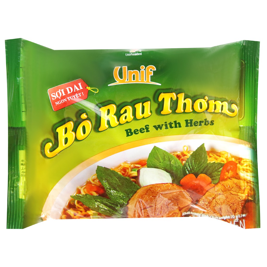 Mì Unif bò rau thơm gói 72g