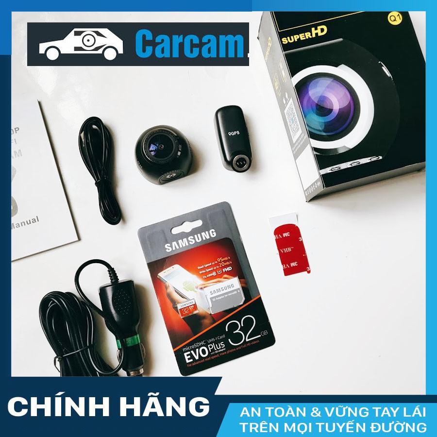 Camera hành trình ô tô Carcam Q1 có Wifi GPS siêu nhỏ gọn + thẻ nhớ 16/32/64GB Class 10