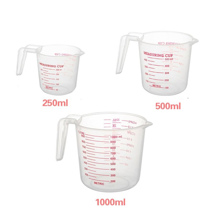 Cốc đong chia vạch, ca đong nhựa chia vạch tiện dụng loại 250ml, 500ml