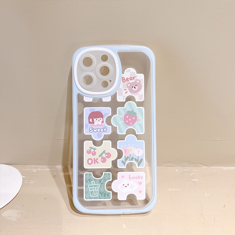 Ốp Điện Thoại Kiểu Mảnh Ghép Có Giá Đỡ Cho iphone7 / 7plus / 8 / 8plus / xs / 11 / 12 / 13 / 14 / pro / max / plus / promax