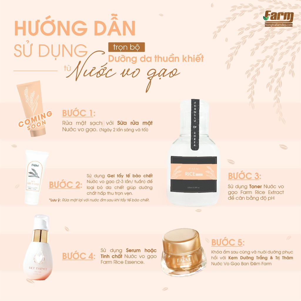 Toner Nước Vo Gạo Farm Rice Extract + Tặng Bông Tẩy Trang Minho Hàn Quốc | BigBuy360 - bigbuy360.vn