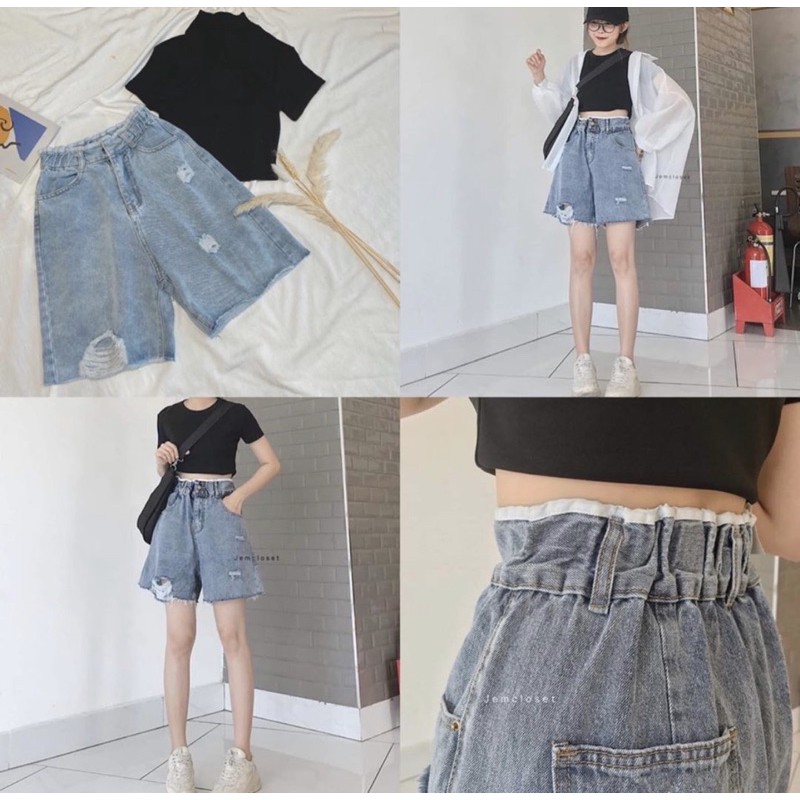 [GIÁ HUỶ DIỆT] Quần Ngố Ống Rộng, Chất Jean Siêu Mát Siêu Đẹp [ Đen /Trắng/ Xanh] , Full Size (có video ảnh thật)