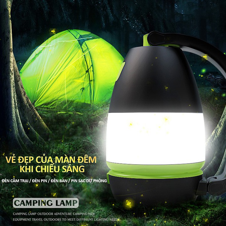 Đèn Cắm trại camping có thể gấp gọn kiêm sạc dự phòng