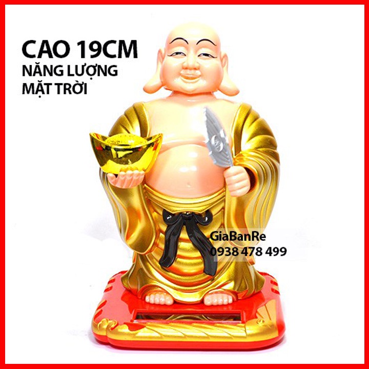 Phật Di Lạc Lúc Lắc Vẫy Quạt Năng Lượng Mt Đứng - Size Lớn 19cm - 6524
