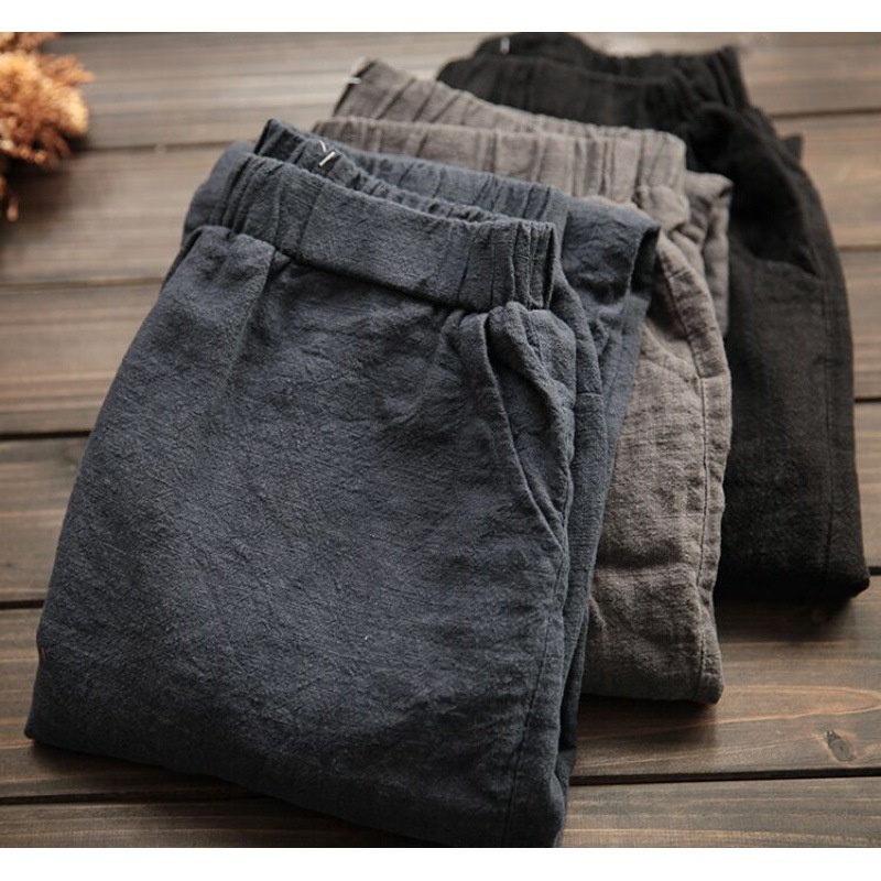 Quần Dài Dáng Rộng Vải Lanh Cotton Phong Cách Xuân Hè Mới 2022 Cho Nữ
