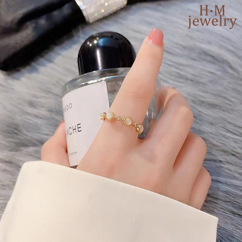Nhẫn Hở Đính Đá Opal Có Thể Điều Chỉnh Kích Cỡ Dành Cho Nữ