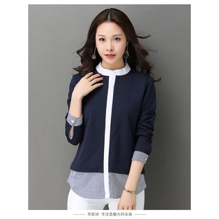 Tk344-áo kiểu phối sọc tay dài s-6xl
