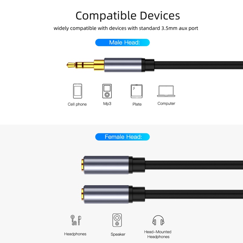 Cáp Chia 2 Cổng Âm Thanh 3 5mm