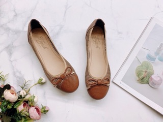 Giày búp da thật phối lưới - 2123