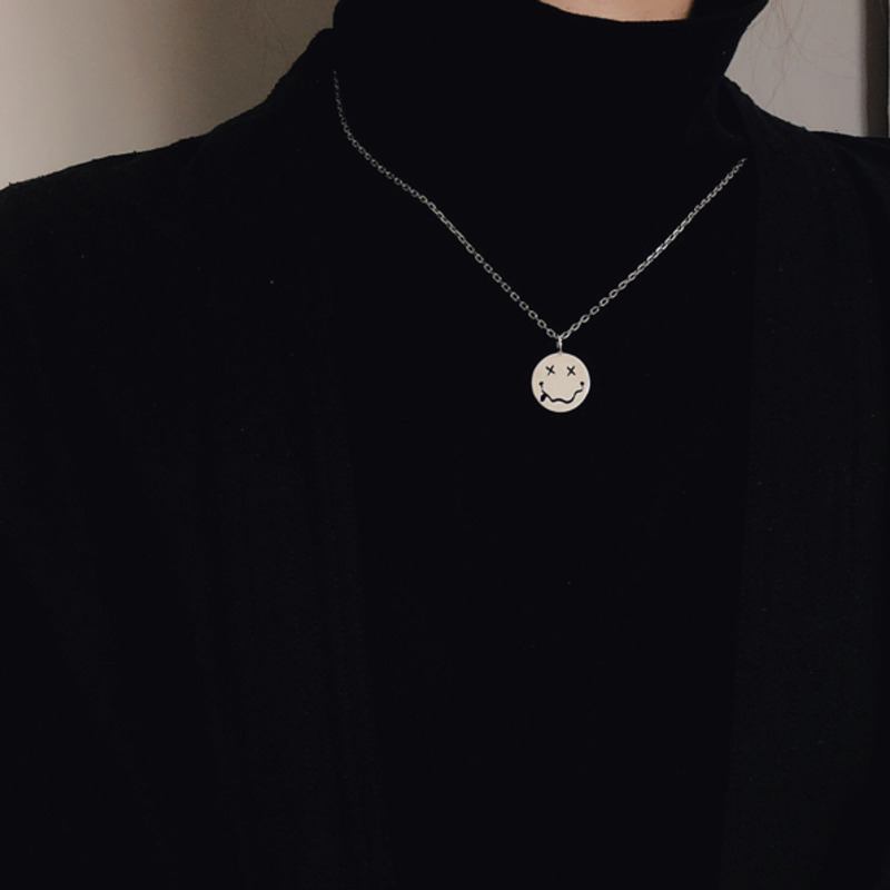 Dây Chuyền Mặt Hình Mặt Cười Đơn Giản Phong Cách Hip-Hop Hàn Quốc