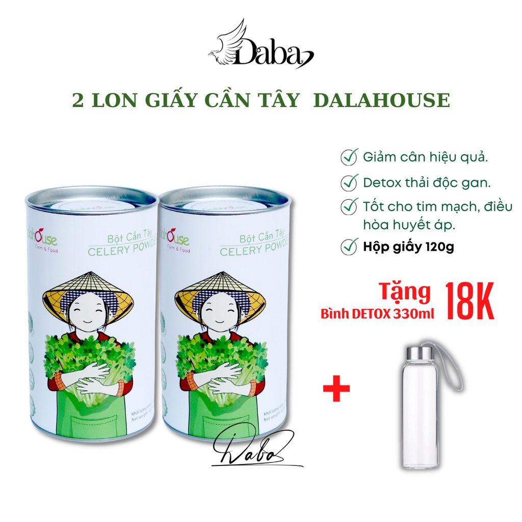 Bột cần tây sấy lạnh Dalahouse nguyên chất lon 150g Giảm cân hiệu quả