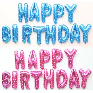 Chữ Happy birthday /hồng - xanh
