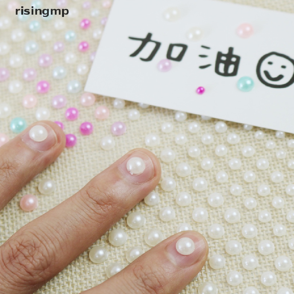 Set 165 Miếng Dán Hình Bán Nguyệt Đính Ngọc Trai Trang Trí Sổ Tay DIY ♨Trên đó