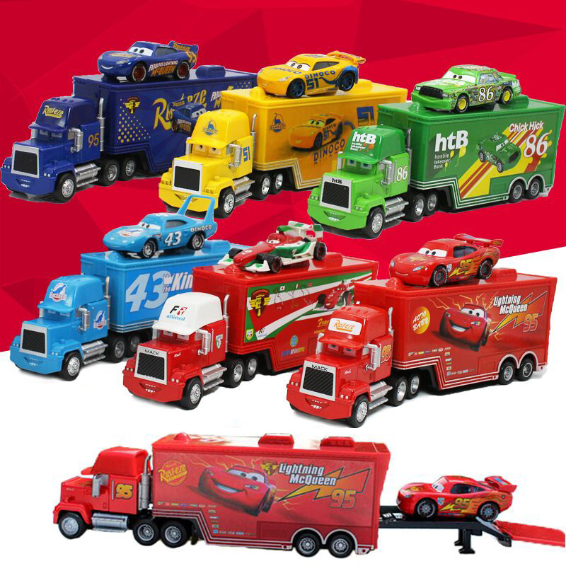 Disney Pixar Cars Lightning McQueen 3 Hauler Truck 1:55 Diecast Model Loose Toys