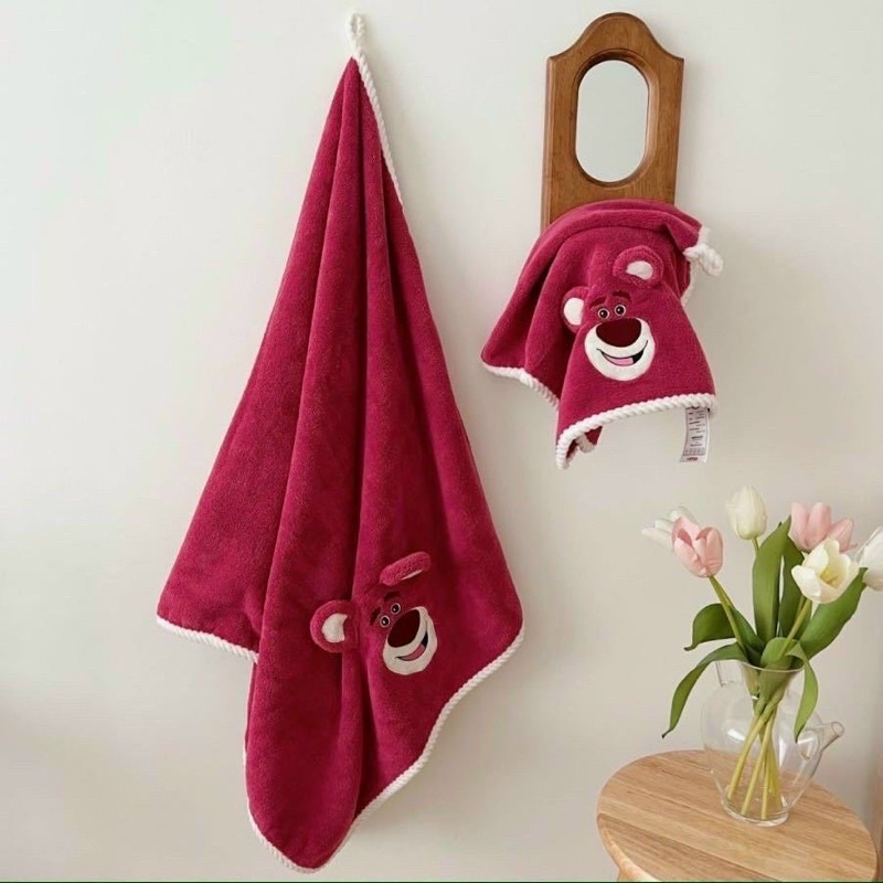 SÉT KHĂN MẶT + KHĂN TẮM GẤU LOTSO DÂU TÂY DISNEY XINH ƠI LÀ XINH