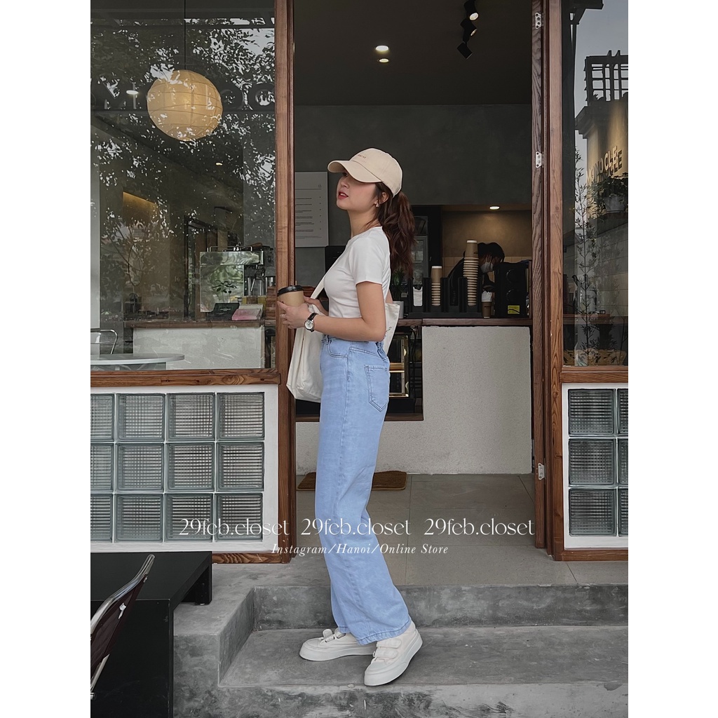 [Ảnh thật/Video] Quần jeans ống suông trơn cạp cao - 29feb.closet - Q11 | BigBuy360 - bigbuy360.vn
