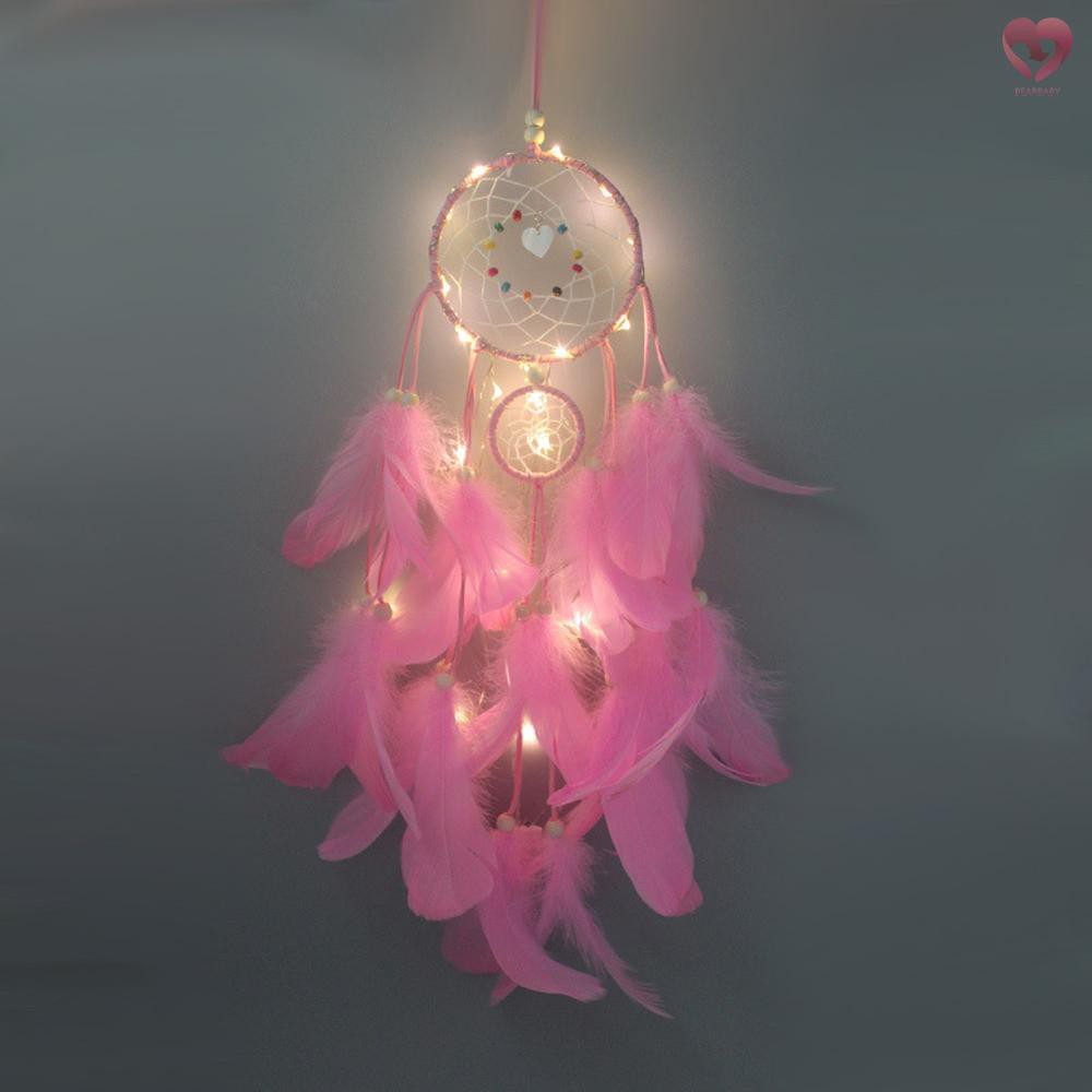HANDMADE Vòng Bắt Giấc Mơ Có Gắn Đèn Led Trang Trí