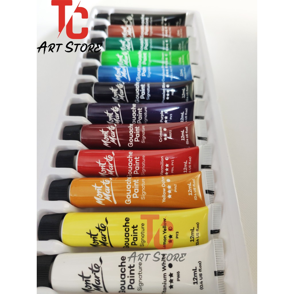 Màu Gouache Mont marte Bộ 12 Màu x12ml | PMHS0028