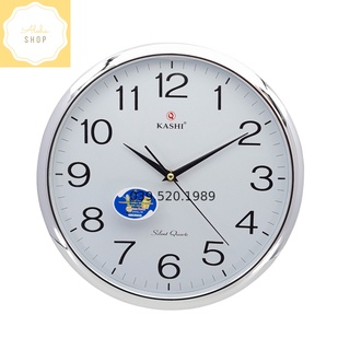 Mua Đồng hồ treo tường Kashi K78 Ø32cm viền bạc nền trắng đơn giản  sang trọng