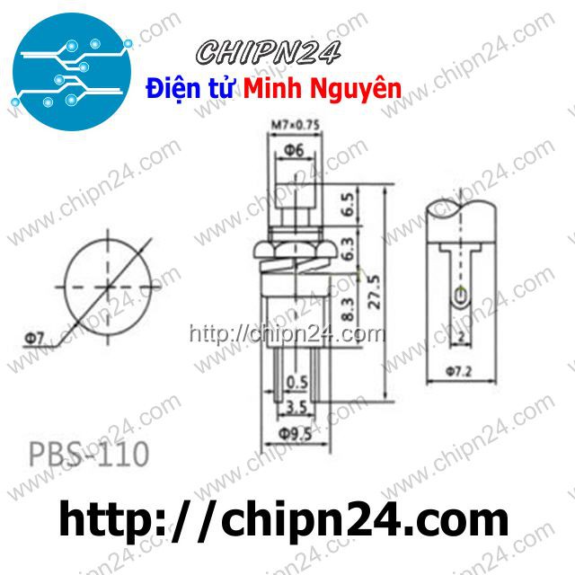 [2 CÁI] Nút nhấn Nhả PBS-110 XANH LÁ