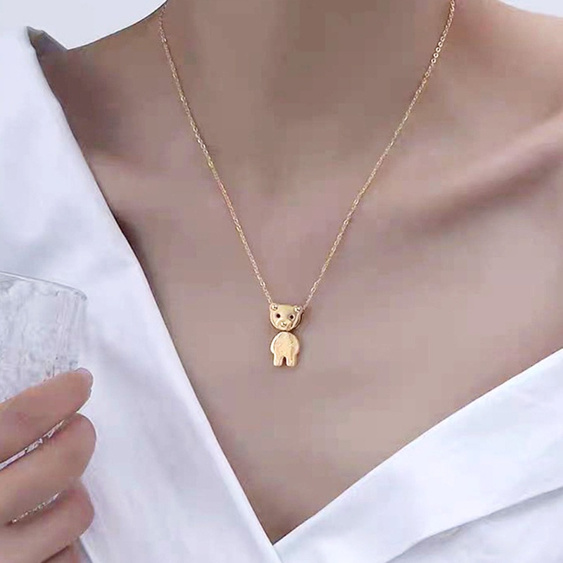 Vòng cổ Thép Titan Mặt Hình Gấu Teddy Xinh Xắn Dành Cho Nữ