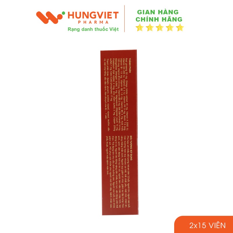 Viên uống Bostrivit Ginseng - Tăng cường thể lực, tăng trí nhớ, bồi bổ cơ thể HungViet Pharma hộp 30 viên
