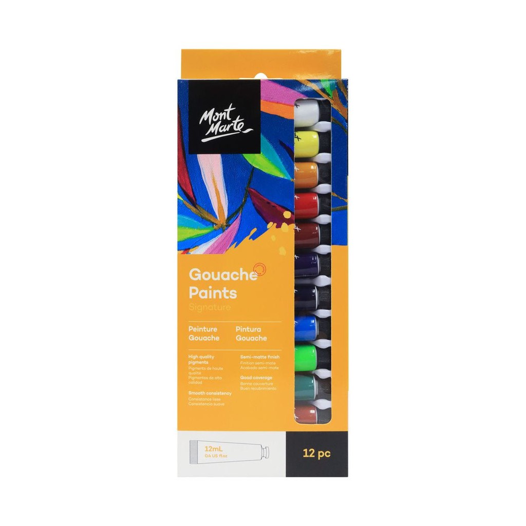 Bộ Màu Gouache Mont Marte 12/18/24 Màu x 12ml - Gouache Paints Signature - PMHS0028/PMHS0029/PMHS0030