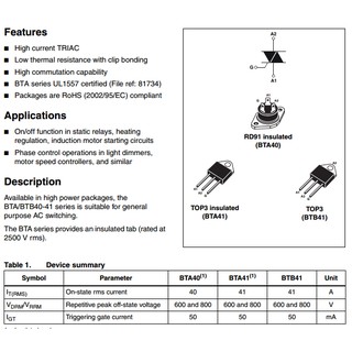 Triac 40A 700V BTA40-700B - i4H4
