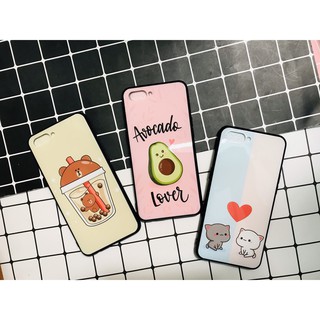 Ốp lưng mặt kính bóng in hình kute cho Oppo A3s
