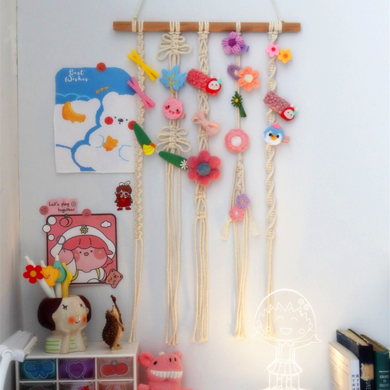 Móc treo phụ kiện kẹp tóc bờm tóc băng đô THỎ STATIONERY macrame treo tường postcard decor phòng ngủ bàn học hàn quốc