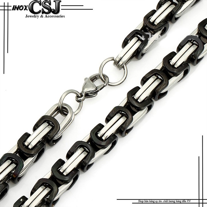 DÂY CHUYỀN INOX NAM ZICZAC 10LY TRẮNG ĐEN siêu chất
