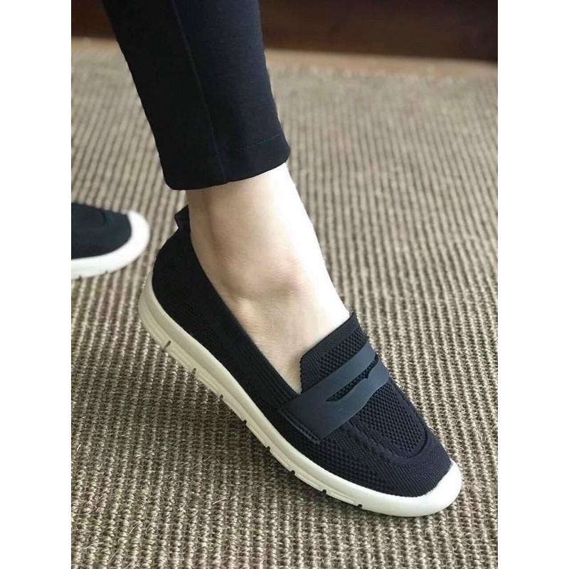 Giày bệt nữ chun đế cao su Slipon lười vải siêu êm (2 kiểu,hàng cao cấp fullbox)