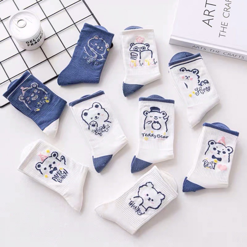 🌿 Tất cổ cao hoạ tiết bò sữa/sọc/mây - Vớ cotton cao cổ 🌿